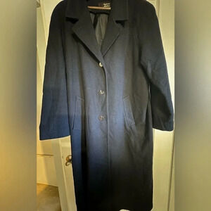 Stephanie Matthews Women 3 button wool trench coat blue size 14 missy button y2k